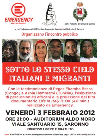 Sotto lo stesso cielo, italiani e migranti GIVIS, Emergency, CADS